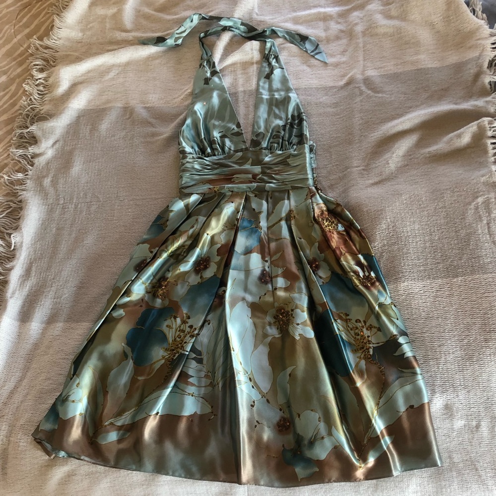 Adrianna Papell Halter Floral Cocktail Dress